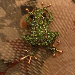 Rhinestone Frog Pin Pendant